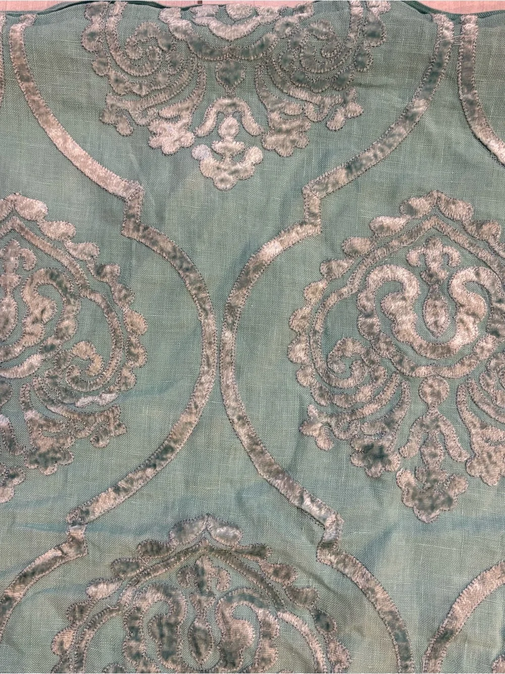 Z Galleries 100% Linen Square Pillowcase Burnt Velvet Applique Boho Maximalist